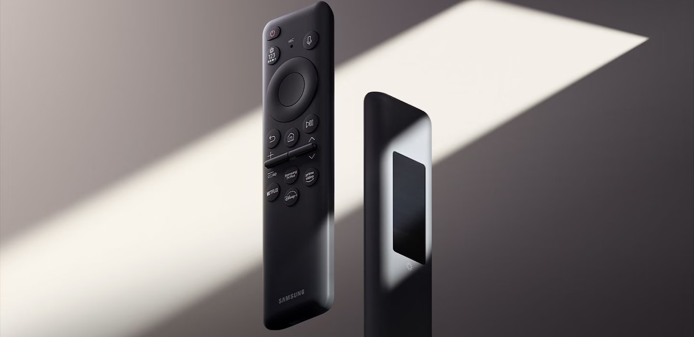 A product shot of the SolarCell Remote, showing it charging while laying in sunlight.