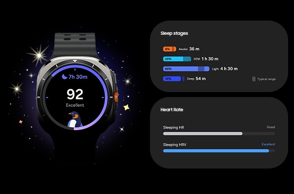 Galaxy Watch Ultra muestra una puntuación de sueño de '92'.