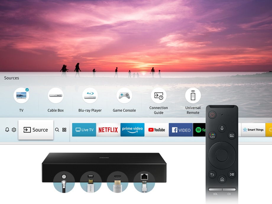 One connect box easily connects your multiple devices. No matter how many devices are connected to the TV, you can simply control them with One Remote Control.