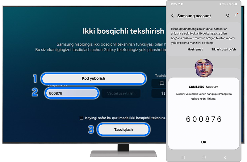 Hisob qaydnomasiga kirish va telefonda tasdiqlash