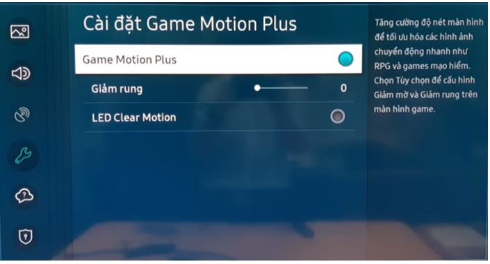 Tính năng Game Motion Plus trong chế độ Game Mode của tivi Samsung