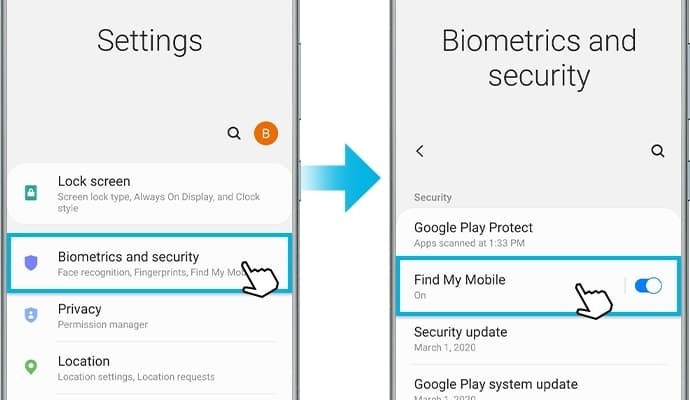image of biometrics and security menu