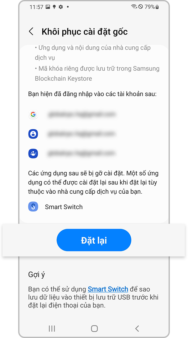  Đặt lại điện thoại