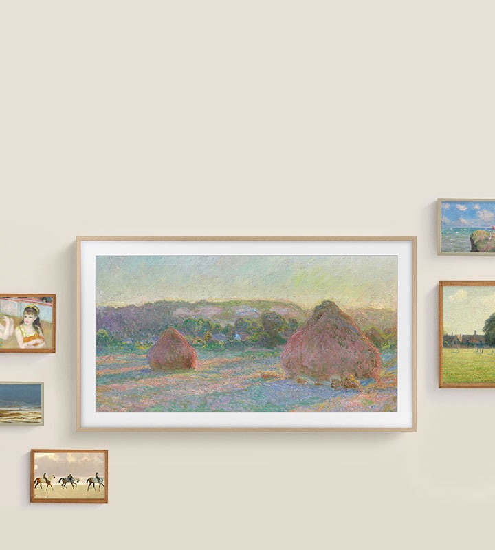 The Frame mounted on a wall fits right in with other smaller paintings hung around it.