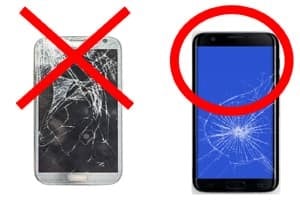 two broken smartphones