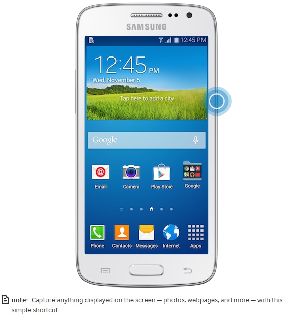 How do I take a screenshot on my Samsung Galaxy device?