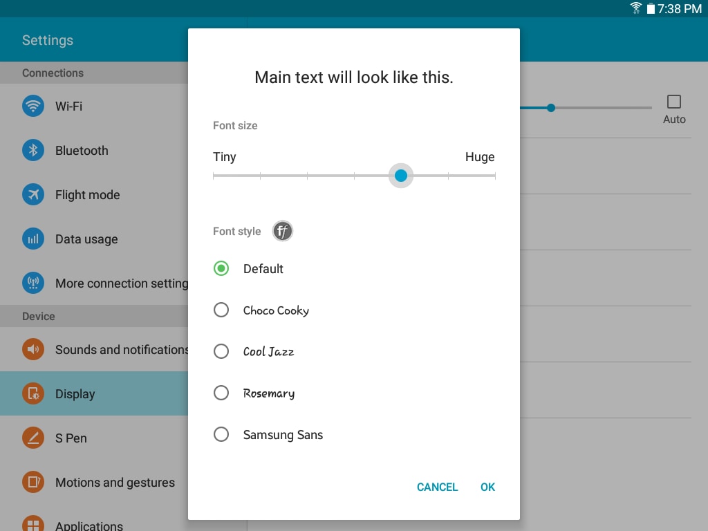 How Do I change the font style and size on my Samsung Galaxy Tab A