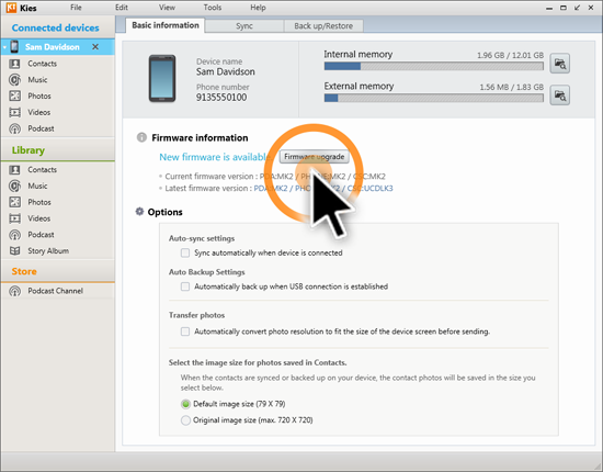 samsung kies firmware upgrade and initialization