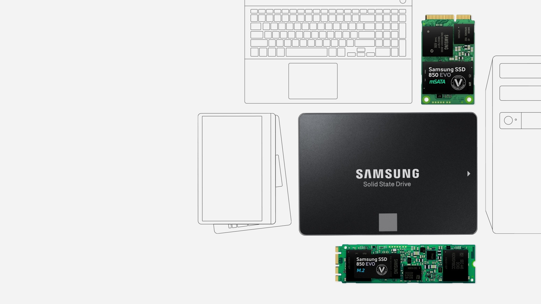 Samsung SSD 850 EVO - 1TB SSD für Client PCs. Klasse 3 mit 3D V