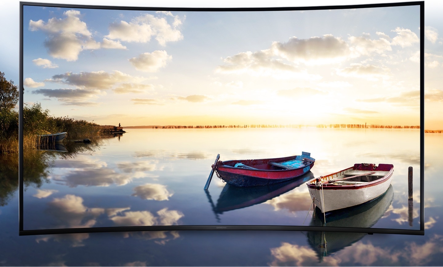 Bright and lively landscape image is on Samsung UHD TV screen.