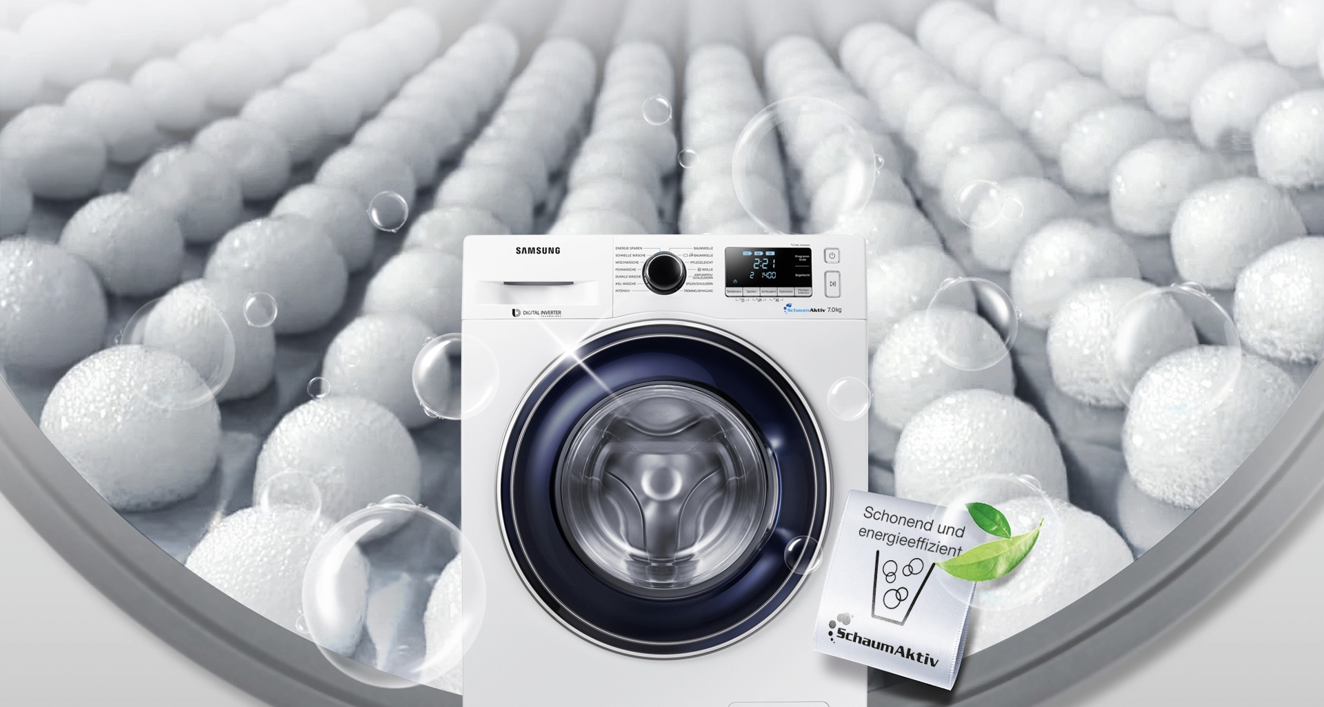 SchaumAktiv<sup>TM</sup>: schonend und energieeffizient waschen.