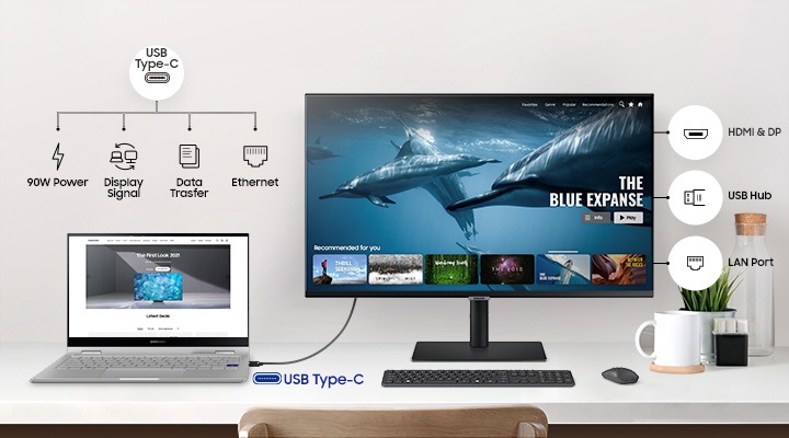 QHD Monitor with USB type-C and LAN port
