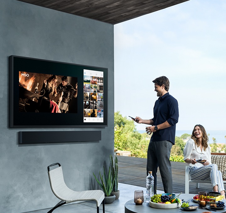 Samsung The Terrace outdoor QLED TV lifestyle installation
