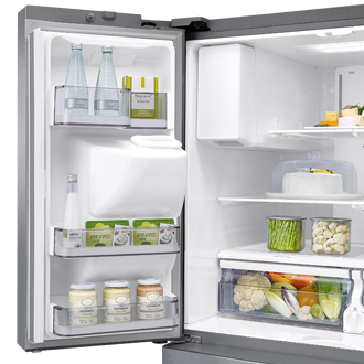 new-ice-maker-l-door-bins-flip-up-shelf-lighting silver
