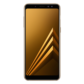 front-gold gold galaxy a8 2018 samsung smartphone a530