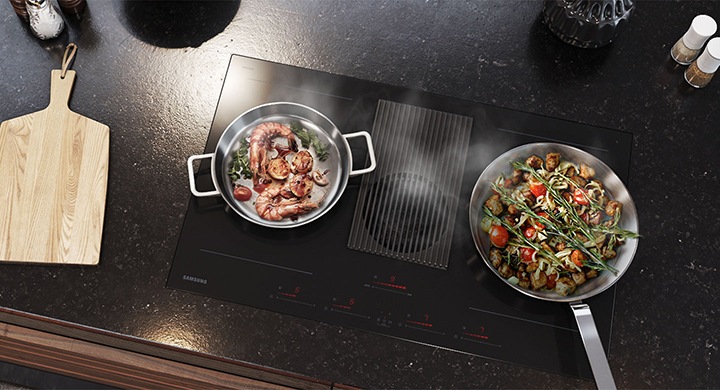 Plaque de cuisson à induction avec hotte intégrée GoodHome GHIHEF77, Zone  flexible