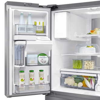 new-ice-maker-l-door-bins-flip-up-shelf-lighting silver