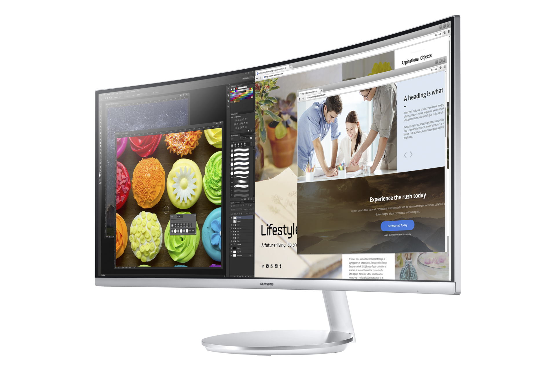 34" Monitor Samsung Curvo com Tecnologia de Pontos Quânticos Detalhe Branco LC34F791WQLXZD