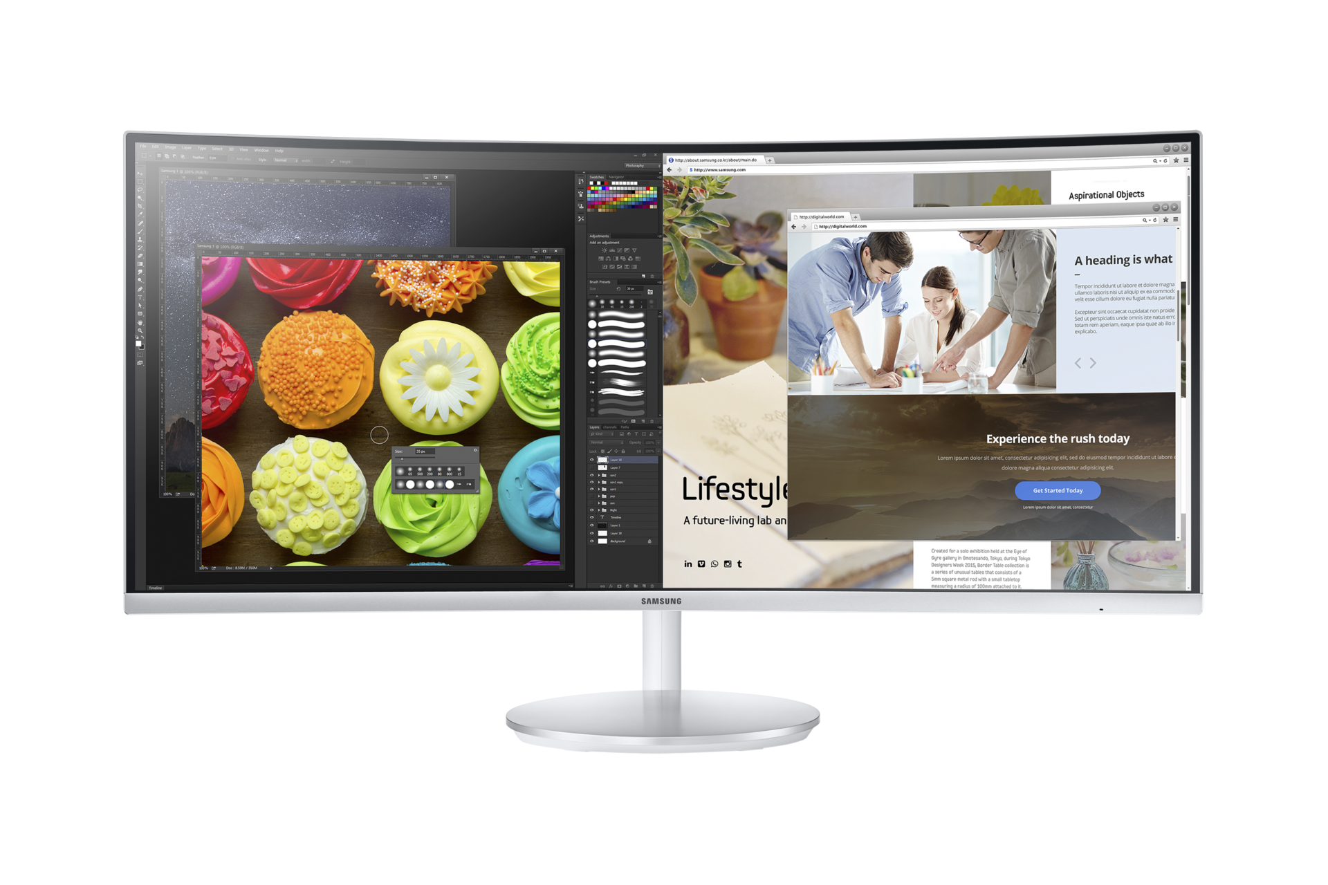 34" Monitor Samsung Curvo com Tecnologia de Pontos Quânticos Frente Branco LC34F791WQLXZD