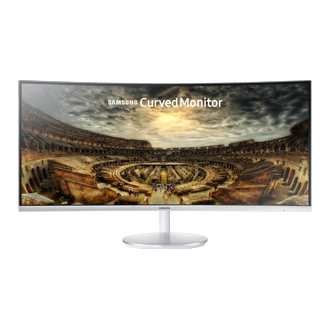 34" Monitor Samsung Curvo com Tecnologia de Pontos Quânticos Frente Branco LC34F791WQLXZD