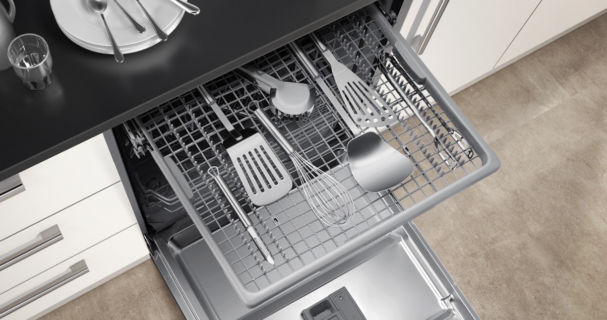 samsung front control dishwasher with hybrid interior and 3rd rack