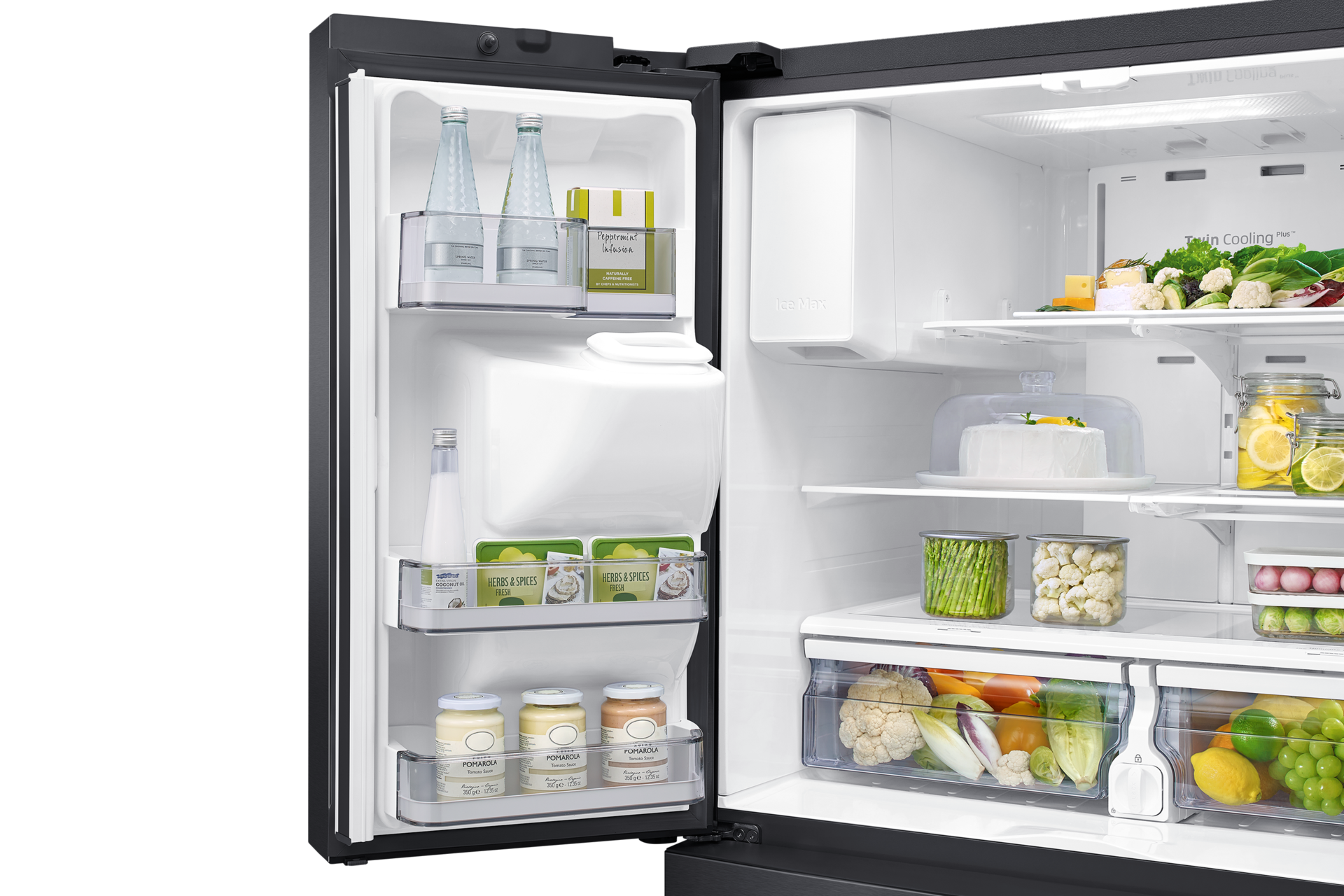 new-ice-maker-l-door-bins-flip-up-shelf-lighting black