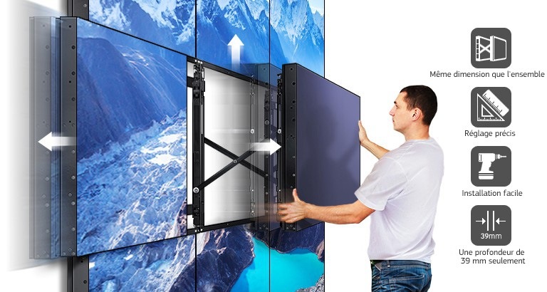 Une fixation murale mince et facilement configurable qui s'adapte aux besoins de votre entreprise
