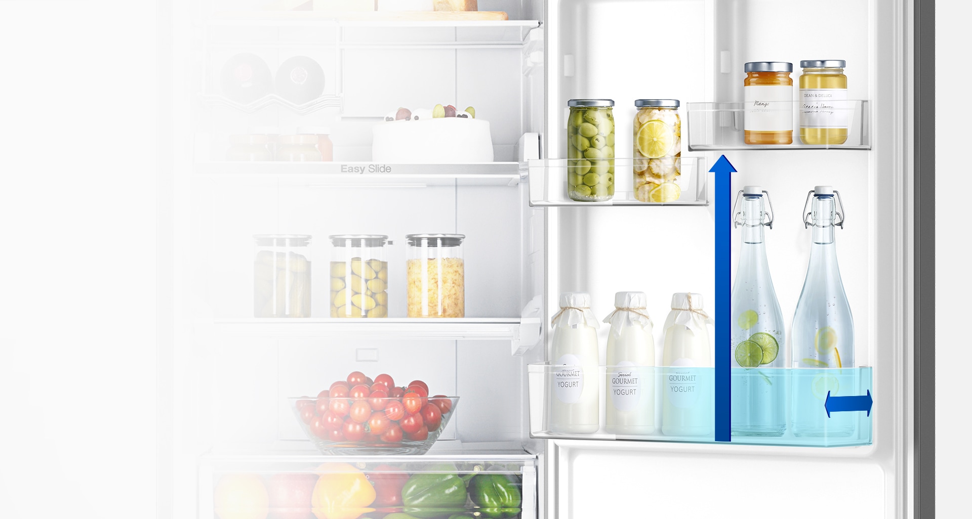 Guarda más botellas y más grandes en la puerta