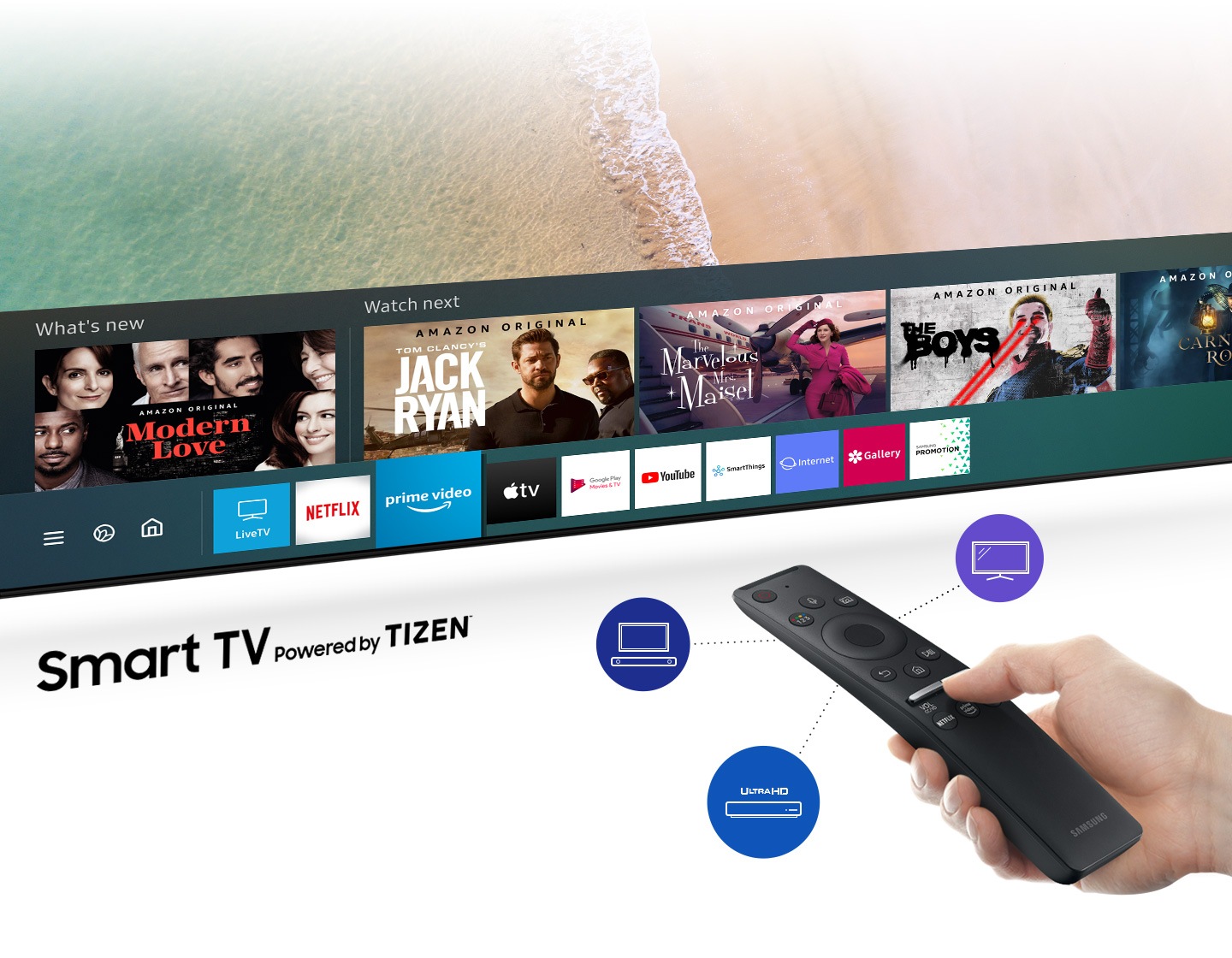 Accede a diverso contenido con un control remoto del Televisor Samsung 43” Smart TV