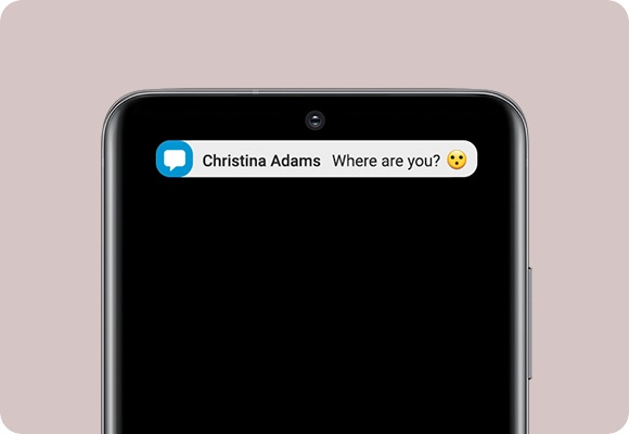 Auf einem Samsung Smartphone sieht man den Eingang einer Nachricht mit dem Text: 