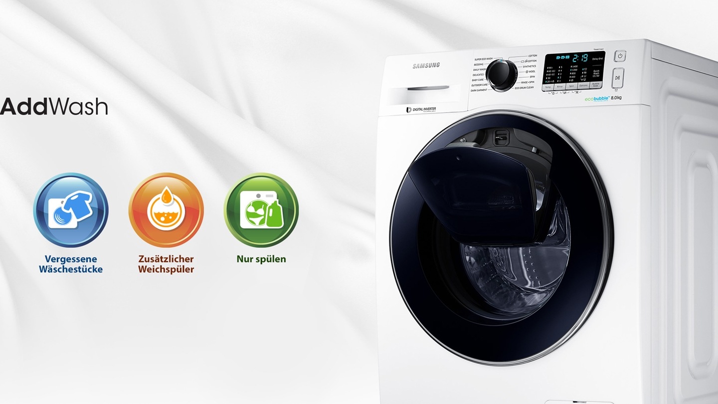 AddWashâ¢: jederzeit vergessene WÃ¤sche nachlegen.*