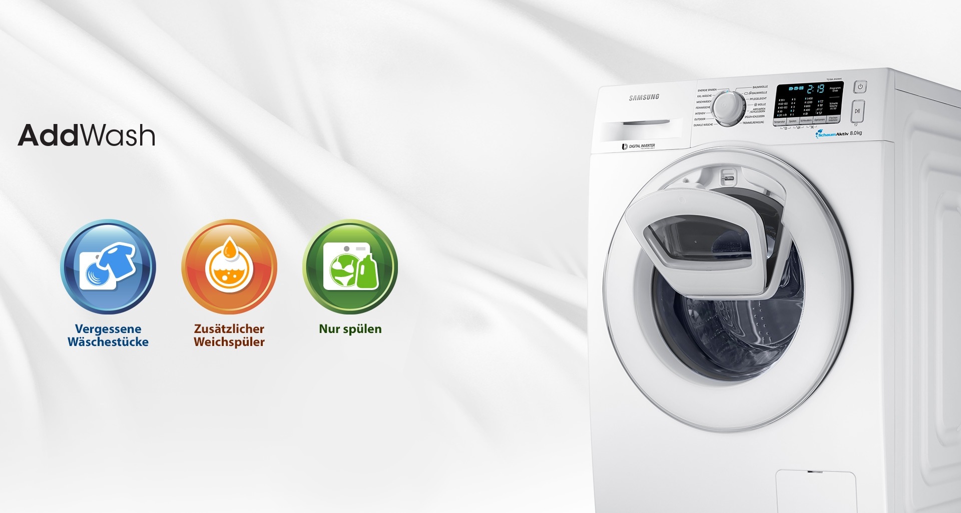 AddWashâ¢: jederzeit vergessene WÃ¤sche nachlegen.*