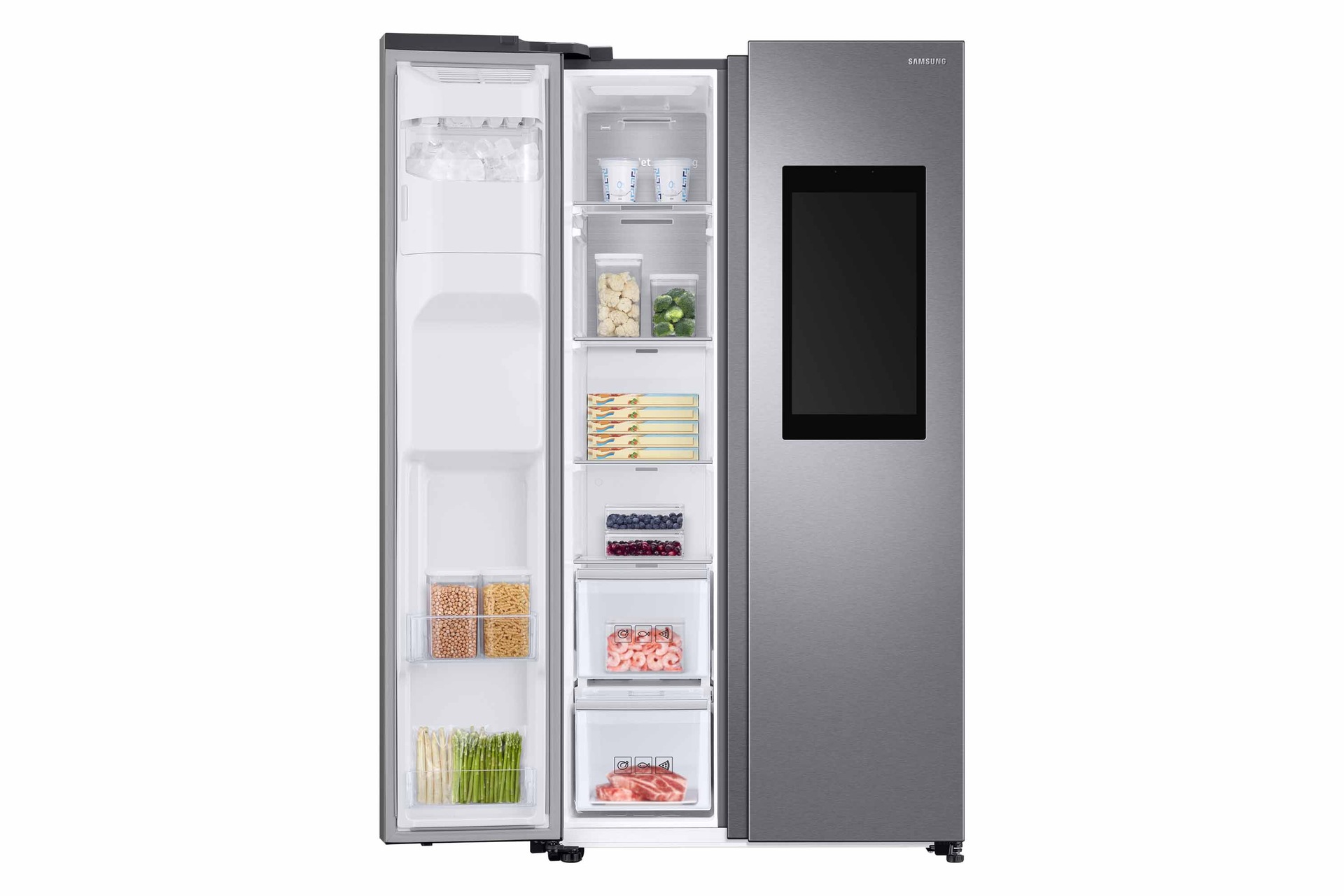 Front left door open with food silver