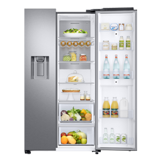 Front right door open with food silver