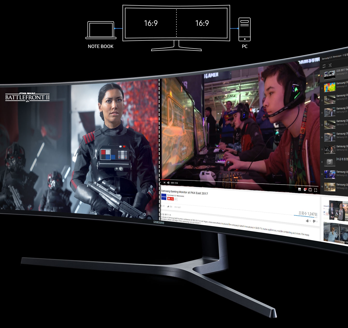 SAMSUNG LC49HG90DMMXZN 49-Inch Super Ultra-wide (3840x1080) VA 144Hz 1Ms Curved Gaming Monitor