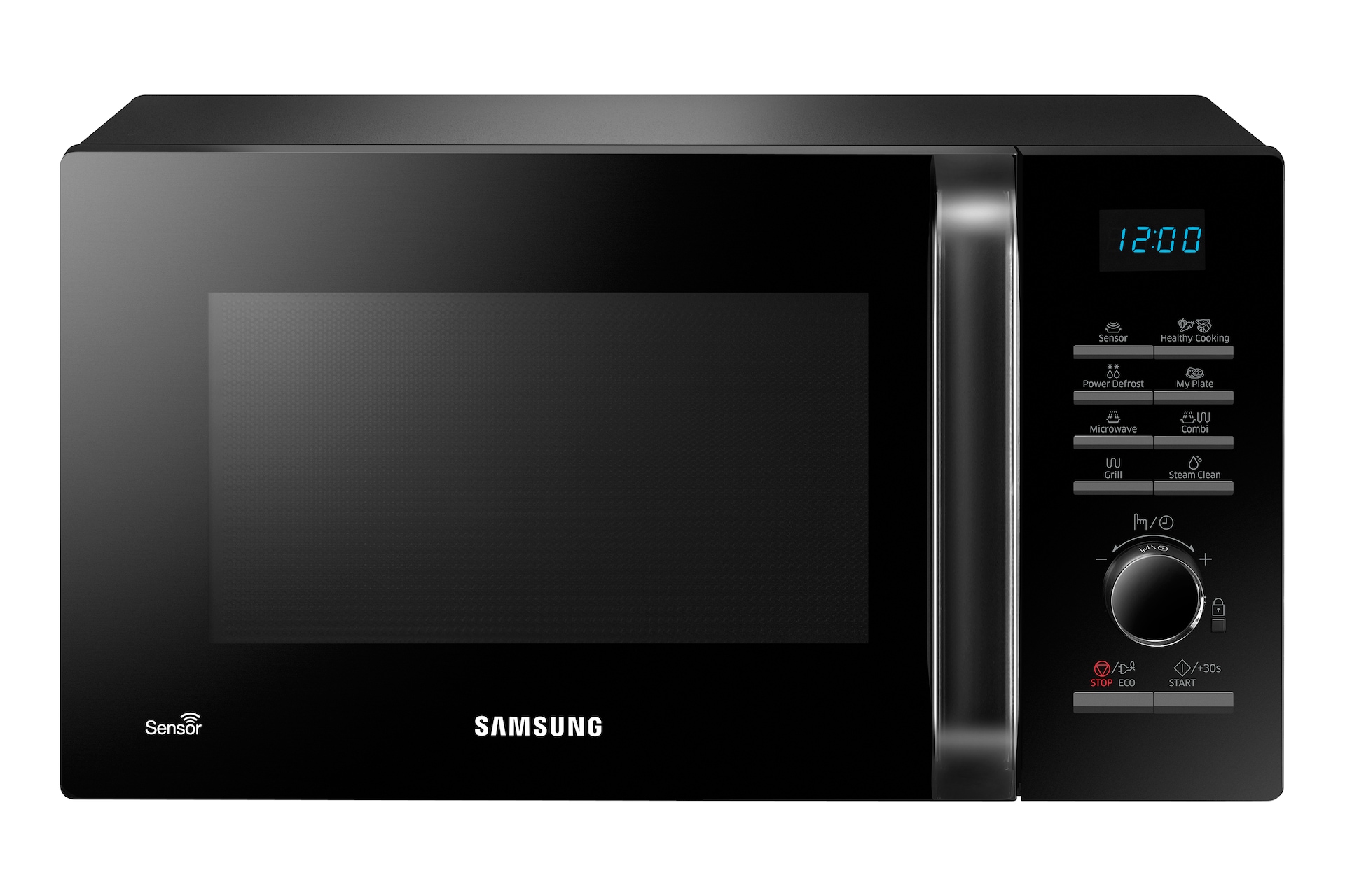Microondas con grill  Samsung MG23J5133AK/EC, 800W, 6 niveles, Power  defrost, 23l, Negro