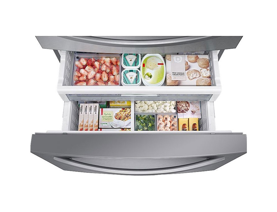 silver freezer from above