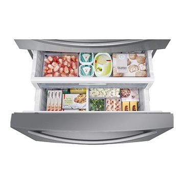 silver freezer from above