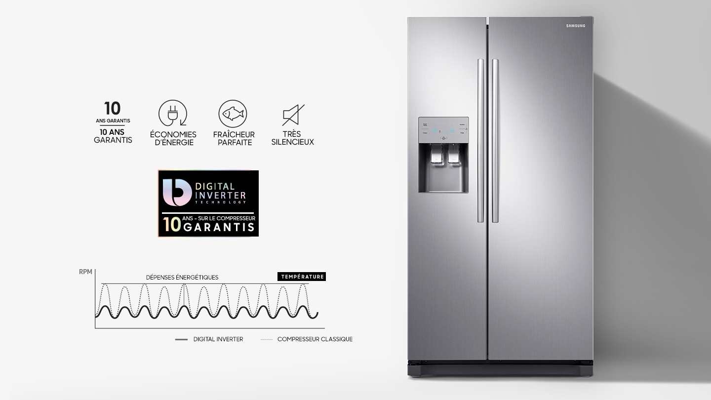 REFRIGERATEUR SAMSUNG SIDE BY SIDE AVEC DISTRIBUTEUR D'EAU ET GLACON  RS50N3403