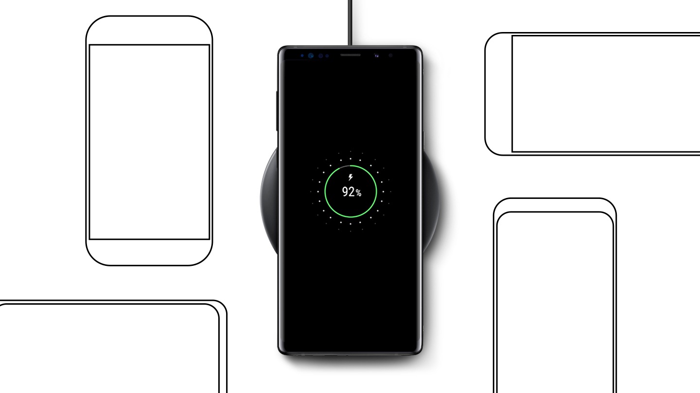 Le Galaxy Note9 déposé sur le Chargeur rapide sans fil