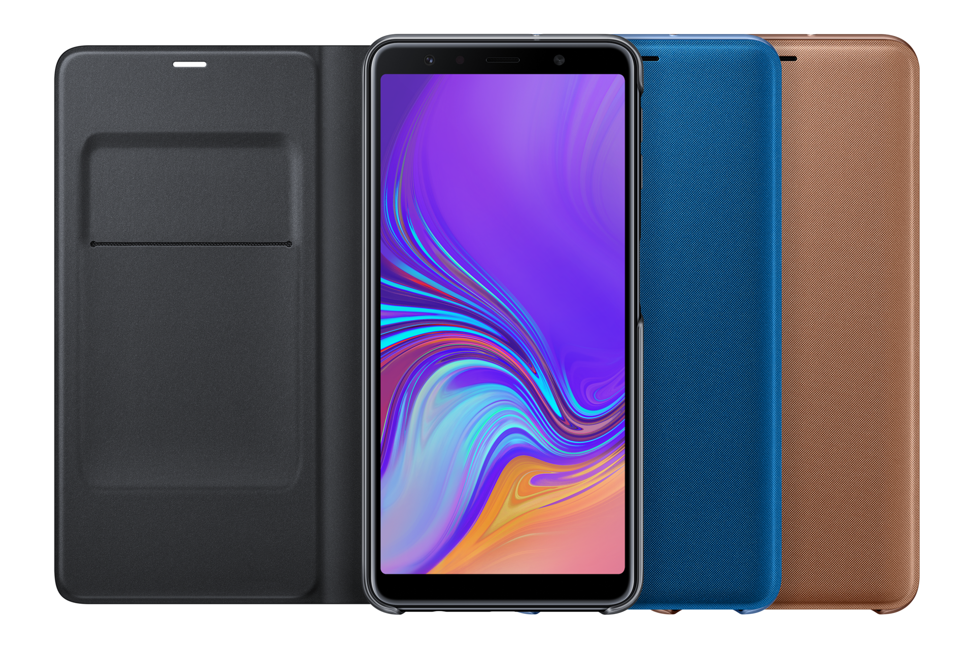 Étui à rabat Noir pour Galaxy A7 EFWA750