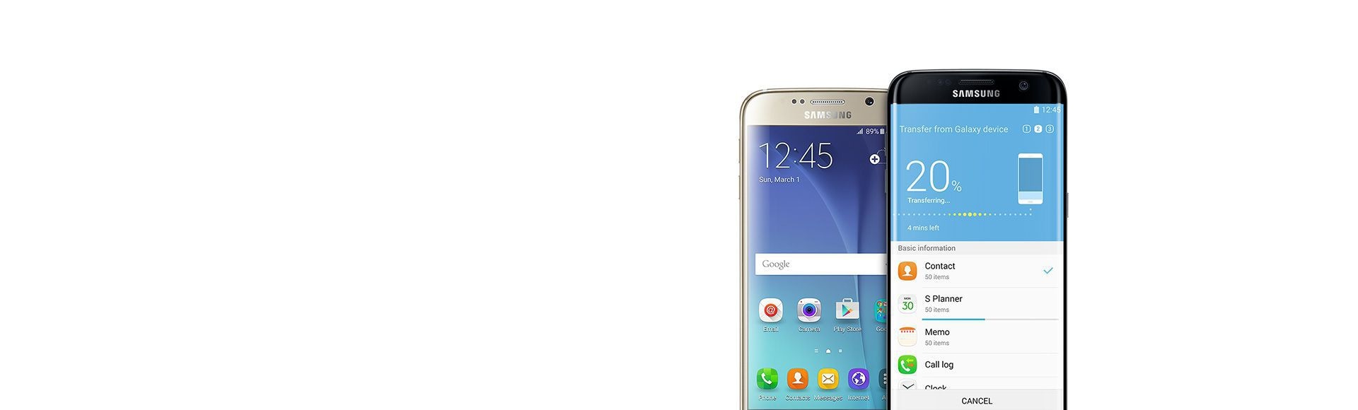 Saturs no Galaxy Note5, ko pārsūta uz Galaxy S7 edge, izmantojot lietotni Smart switch