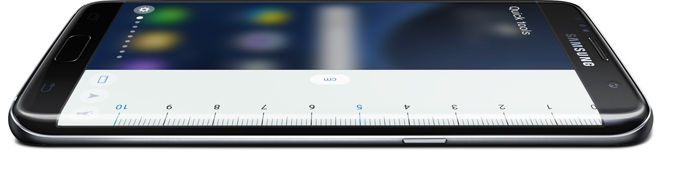 Top view of galaxy s7 edge lying horizontally