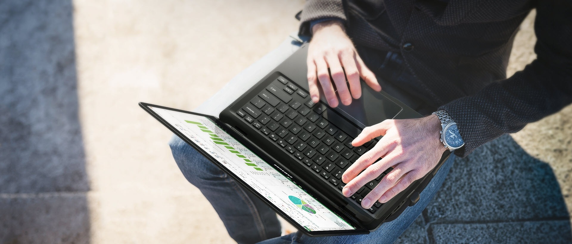 An image showing a man using a Notebook 9 spin.