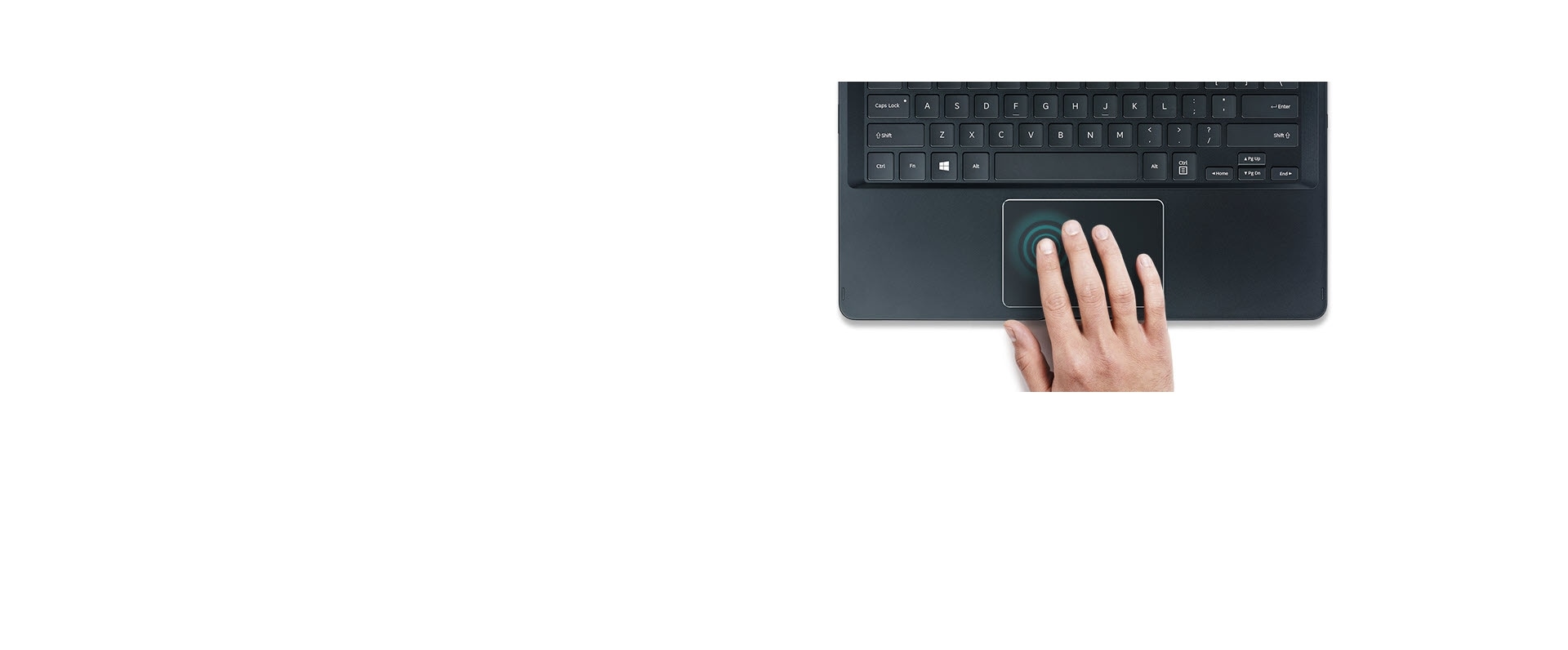 An image showing a user operating the Notebook 9 spin's touchpad.