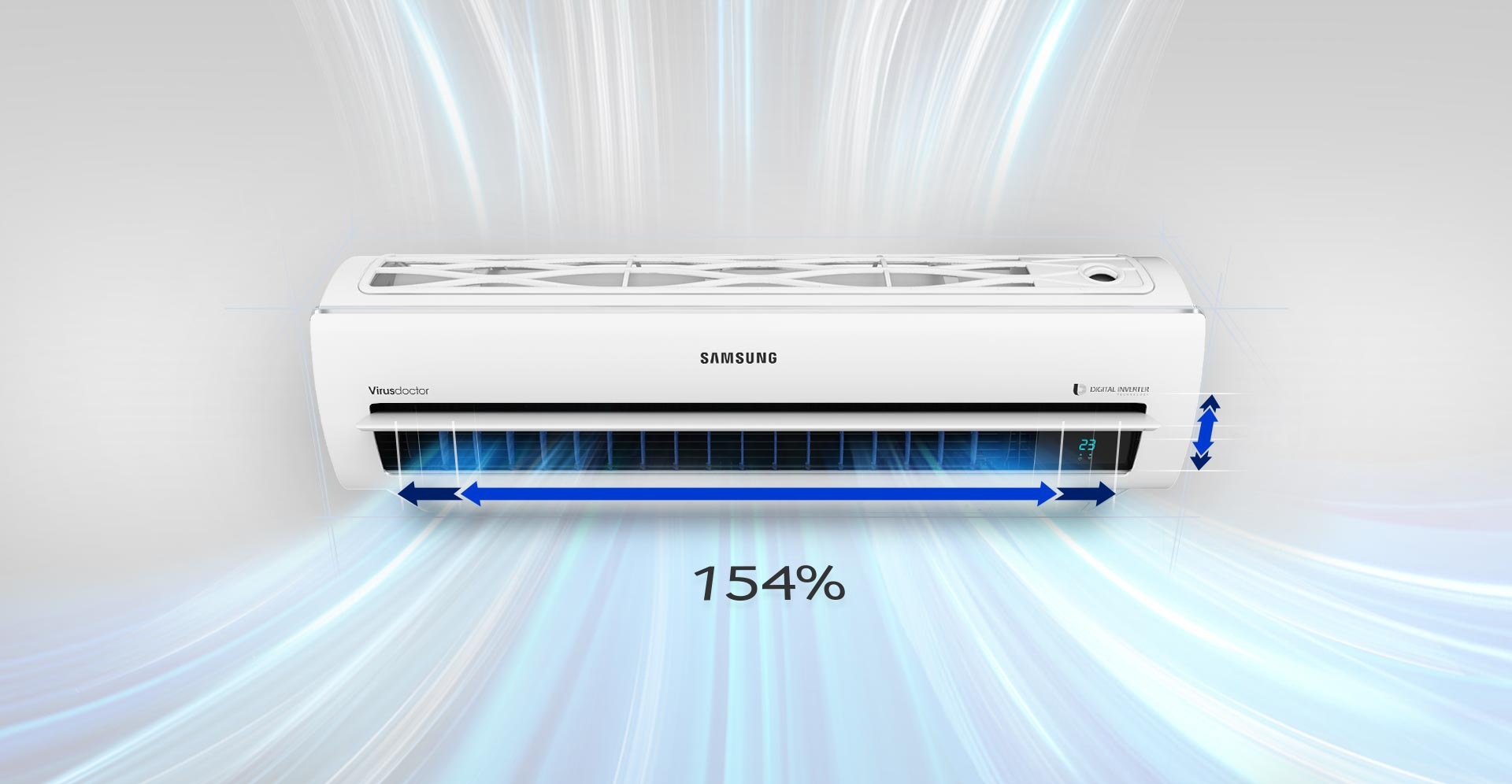 A front view of the AR5500 is showing that the outlet is 154% wider, allowing for more air to be expelled more powerfully.