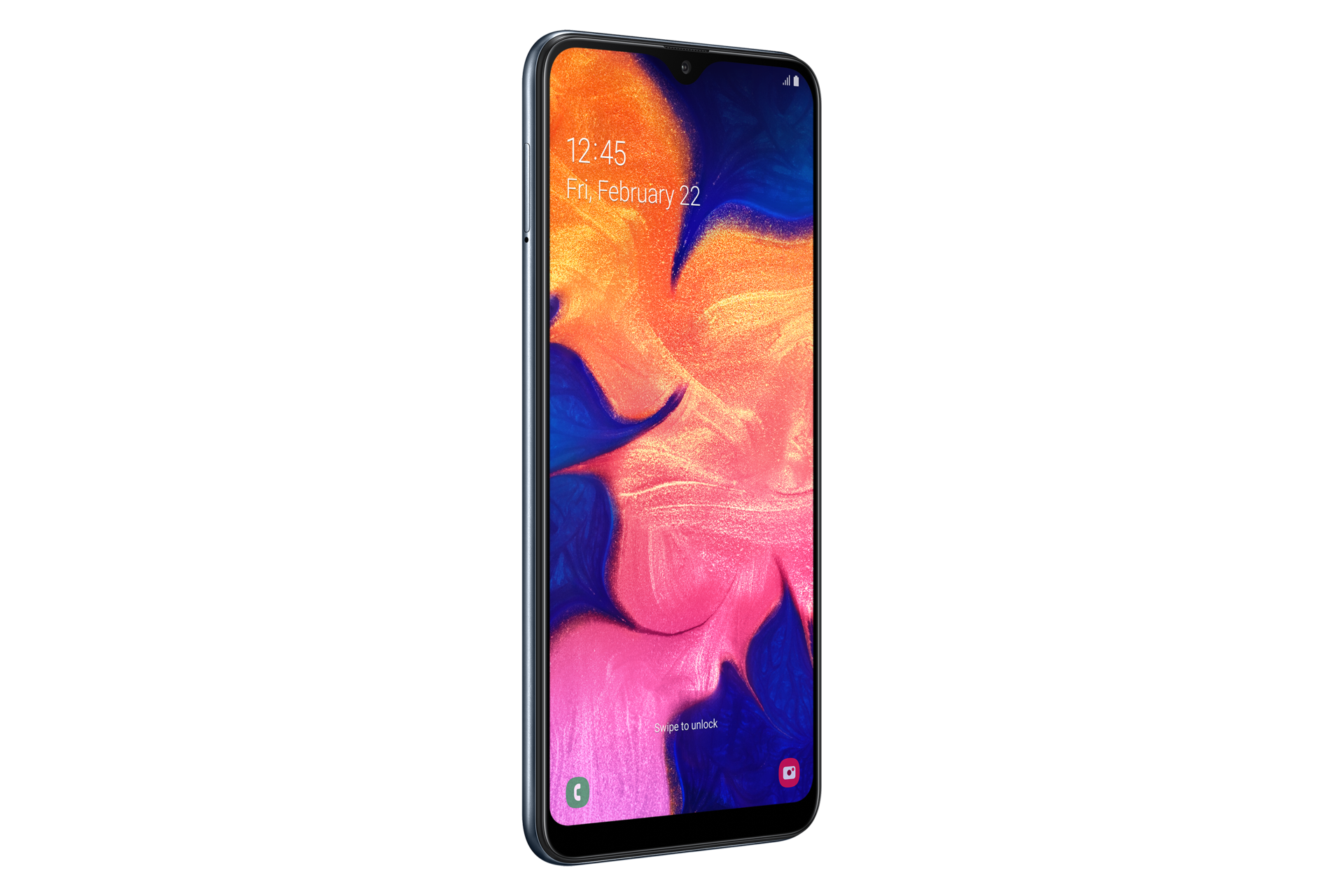 Tampilan samping kiri Samsung Galaxy A10 hitam, temukan harganya