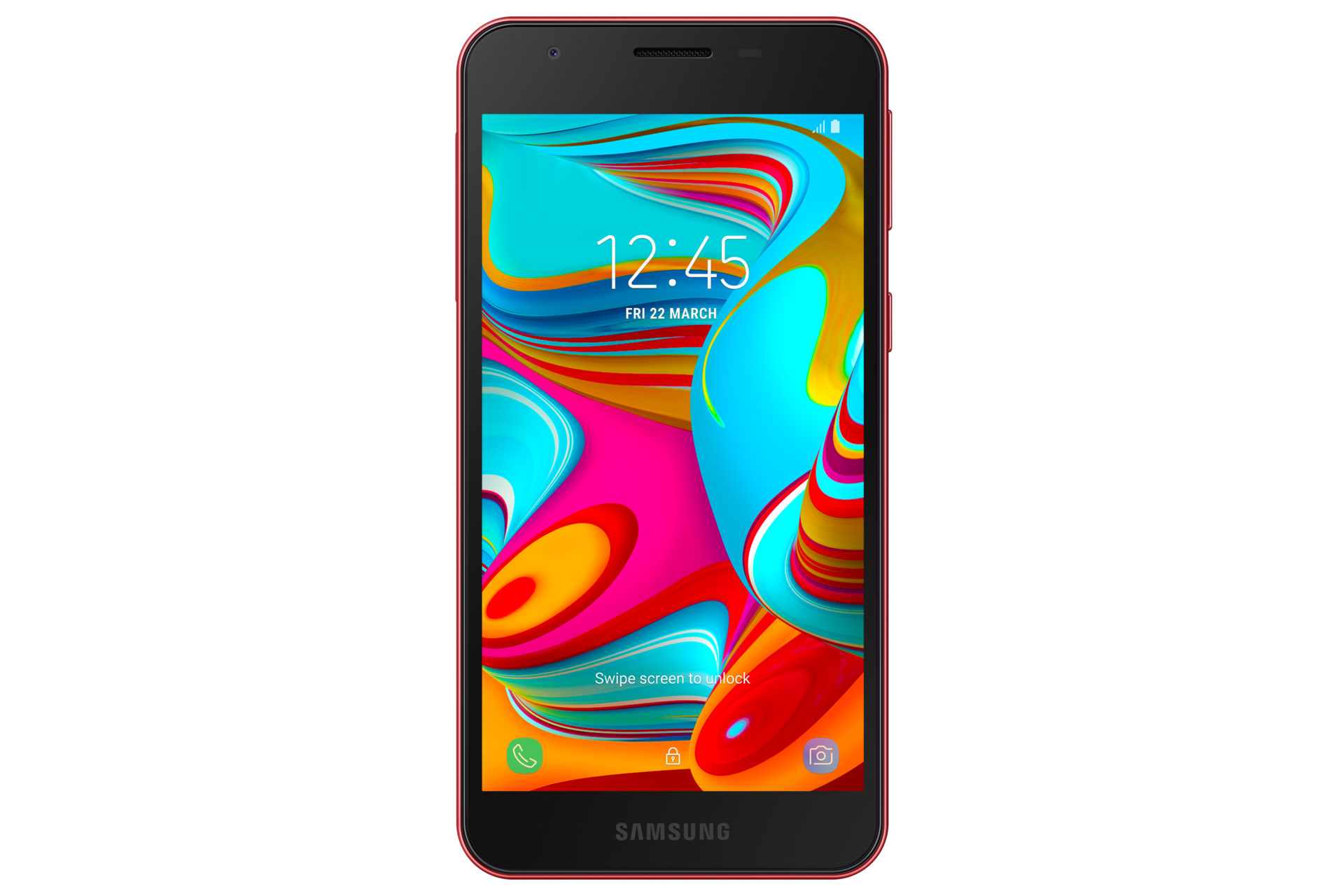 Samsung a2 Core merah 8GB tampak depan. Cek info Samsung a2 Core spek harga lengkap dan resmi di Samsung Indonesia.