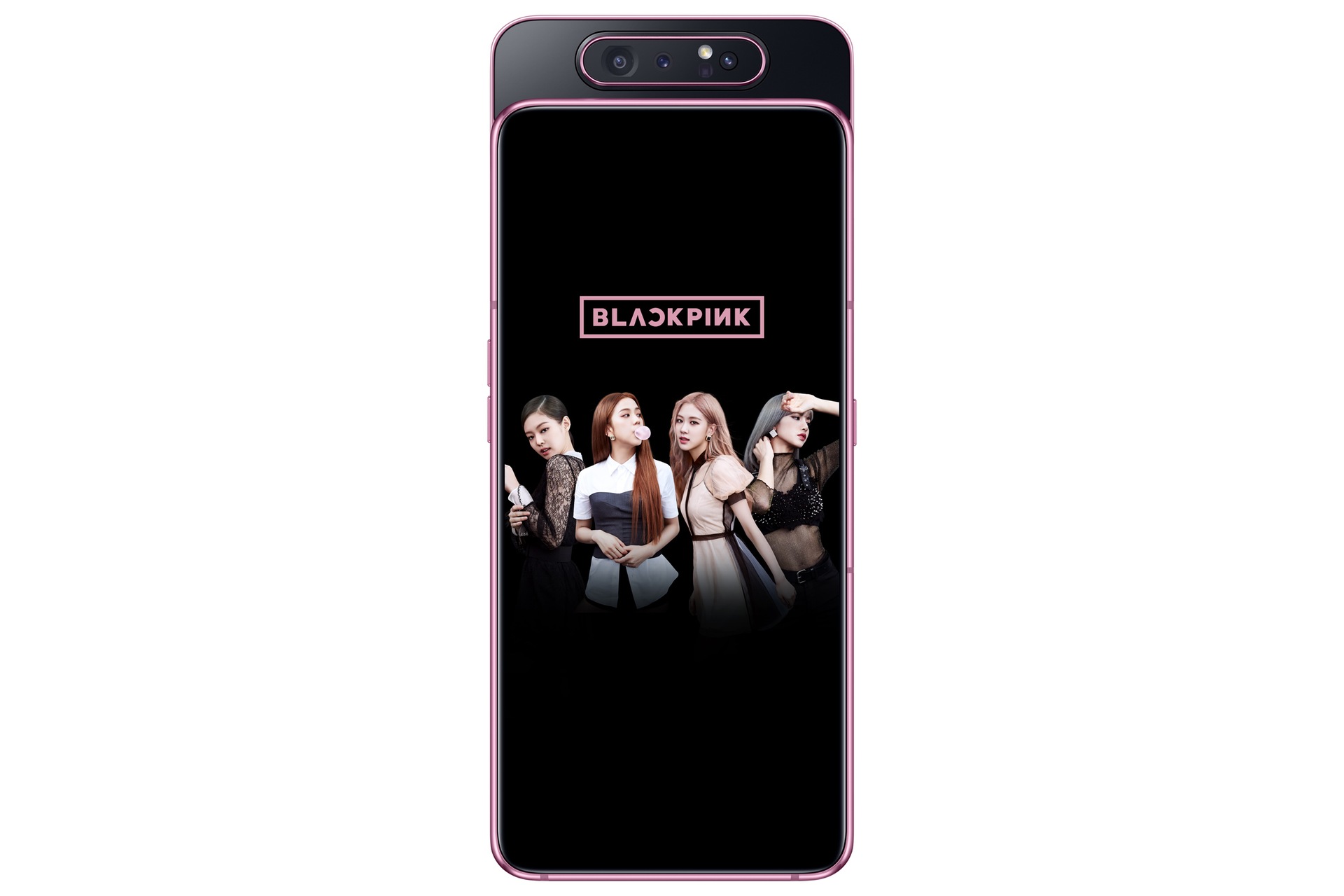 Harga Samsung A80 Blackpink 128GB (SM-A805FCKYXID), tampilan depan kamera ke atas