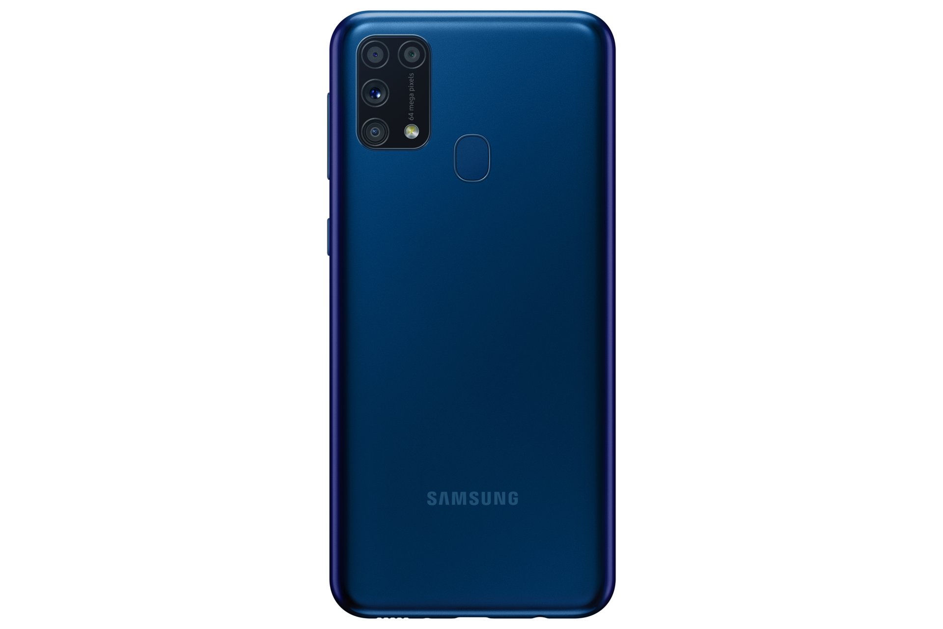 Tampilan belakang Samsung M31 32GB warna biru dengan spesifikasi Quad Camera